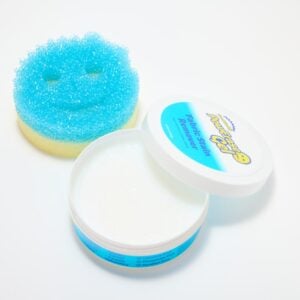 PowErase Gel opened with Blue Scrub Mommy