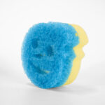 Side view of Scrub Mommy Snowman Shaped sponge