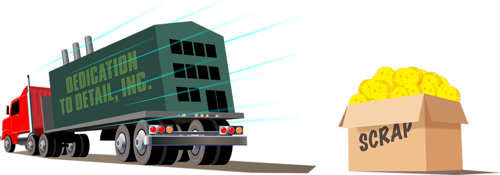 Truck leaving scrub daddy in a scrap box behind