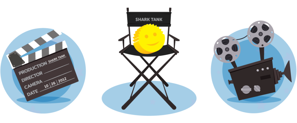 scrub daddy in shark tank, sitting in a director's chair